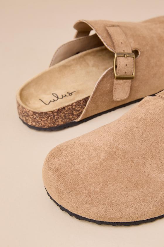 Pereta Taupe Suede Flatform Slip-On Clogs