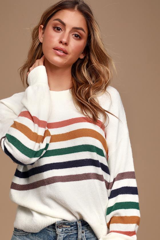 Heart to Heart Ivory Multi Striped Sweater