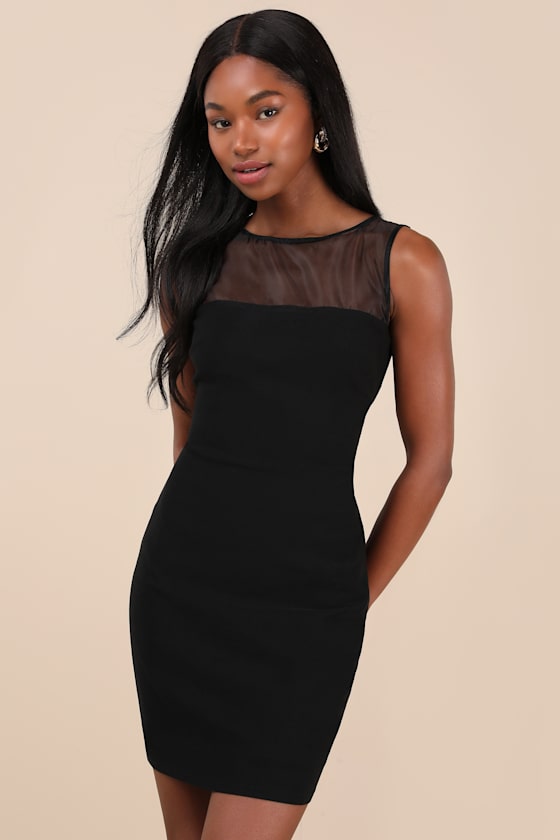 Magalie Black Backless Boat Neck Mini Dress