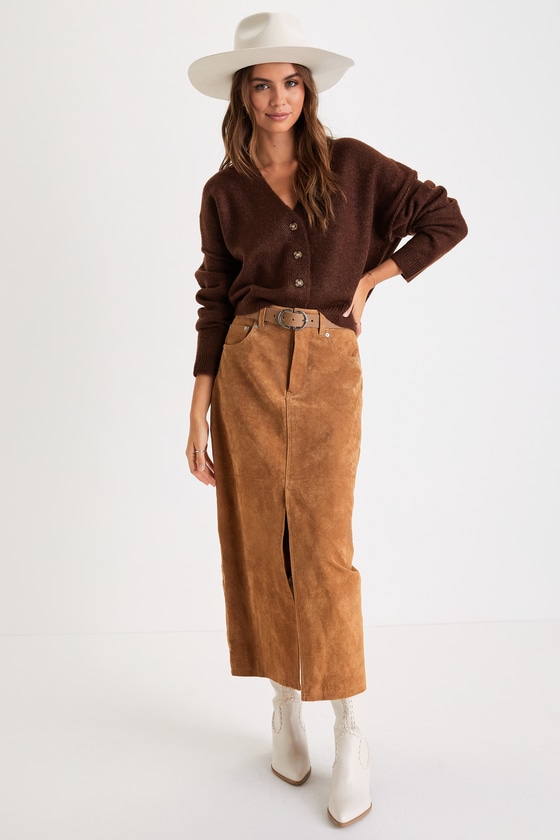 Cozy Ease Heather Brown Button-Up Cropped Cardigan Sweater
