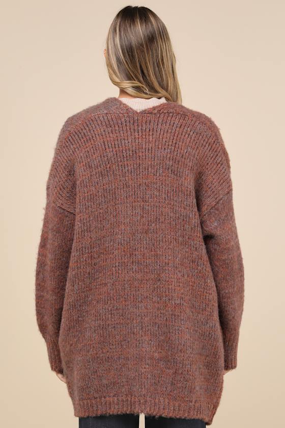 Frosty Day Fave Brown Marled Oversized Cardigan