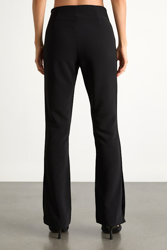 Rinely Black Low-Rise Split Flare Pants