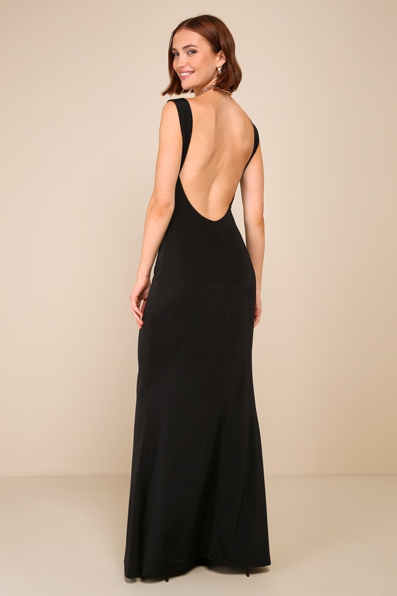 Inspiring Glamour Black Backless Column Maxi Dress