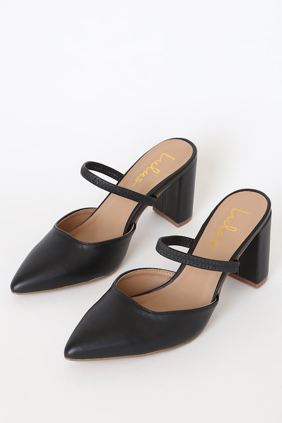 Maryna Black Pointed-Toe Mules