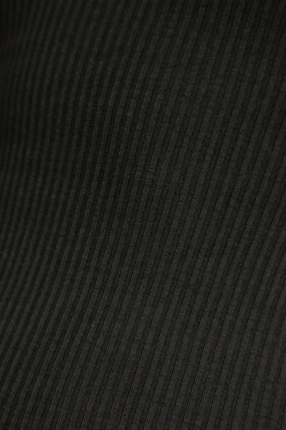 Musing About You Black Ribbed Ruffle Strap Bodysuit