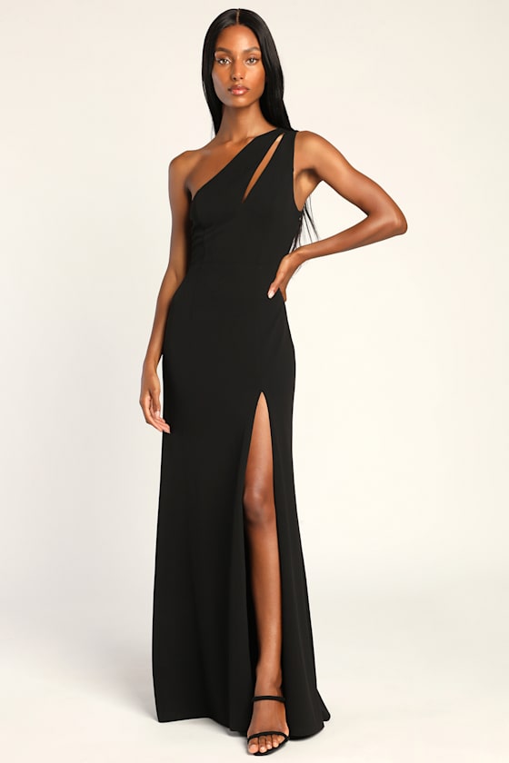 Enchanted Energy Black One-Shoulder Maxi Dress