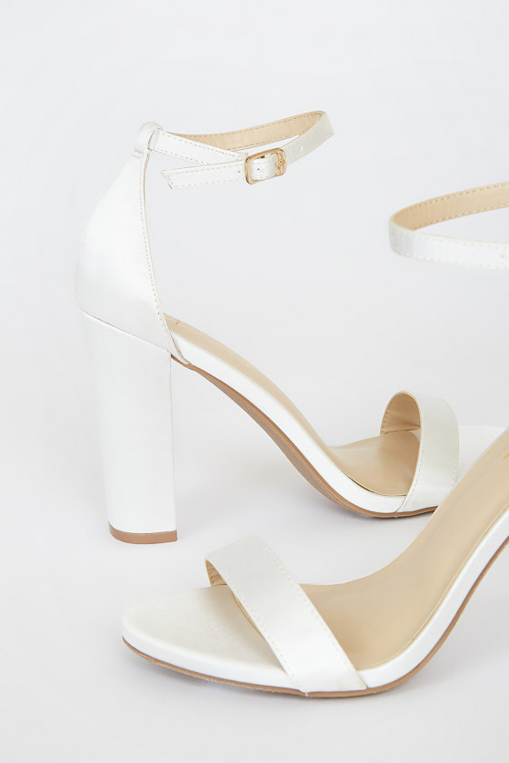 Taylor Ivory Satin Ankle Strap Heels