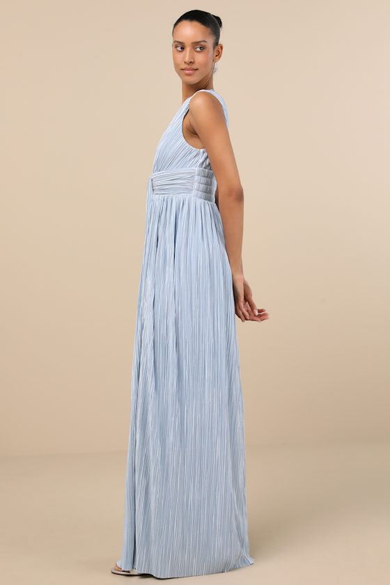 Melitta Light Blue Plisse Sash Maxi Dress