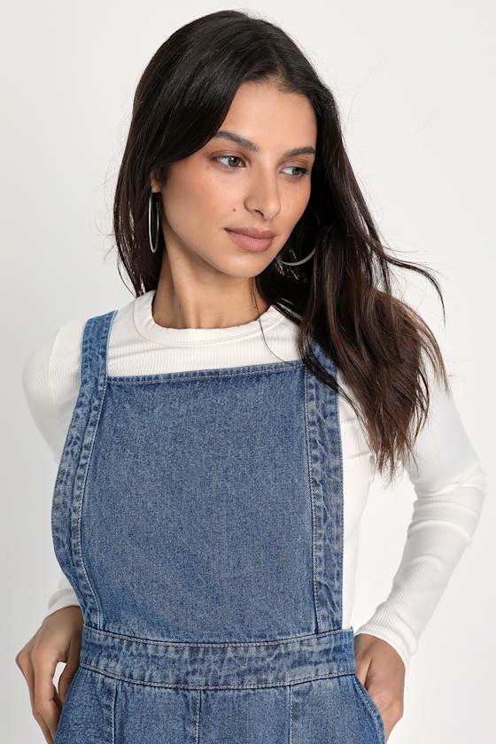 Complete Crush Medium Wash Denim Mini Overall Dress