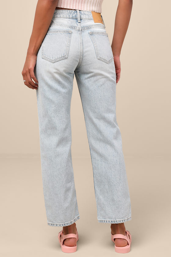 Teague Light Wash Mid-Rise Straight Leg Jeans