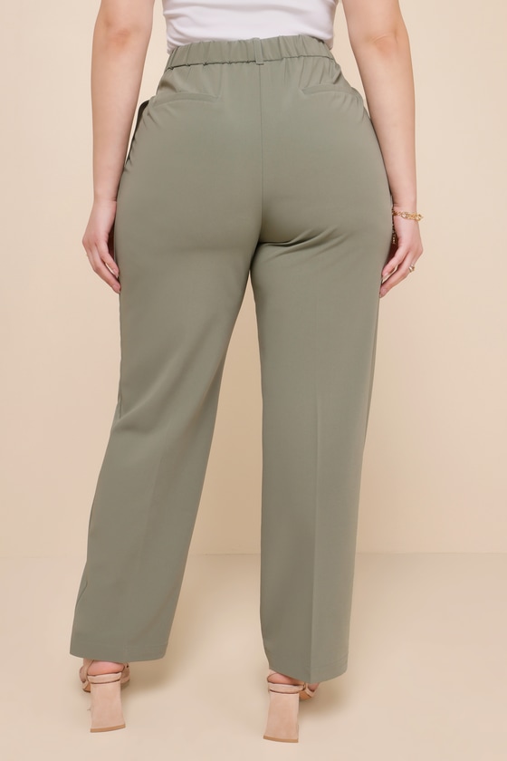 Sophisticated Company Sage Green Straight Leg Trouser Pants