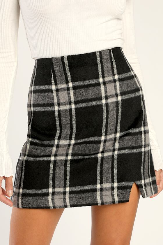 Spence Black Plaid Mini Skirt