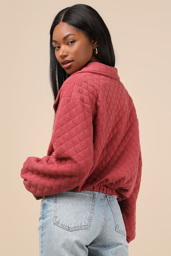 Layered Charisma Rusty Rose Collared Quilted Jacket