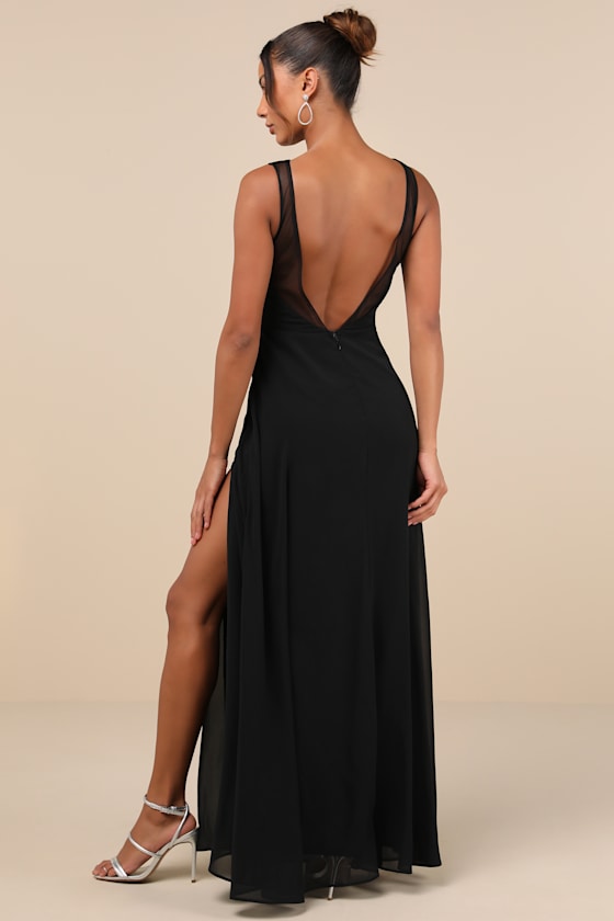Simply Immaculate Black Backless Maxi Dress