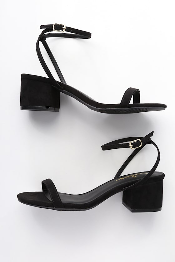 Julie Black Suede Ankle Strap Heels