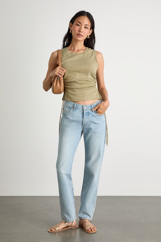 Anika Sage Burnout Ruched Tank Top