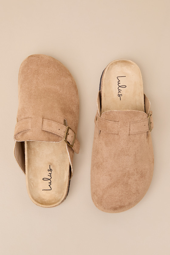 Pereta Taupe Suede Flatform Slip-On Clogs