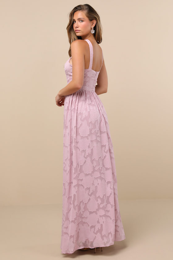 Love and Beyond Mauve Pink Burnout Floral Maxi Dress