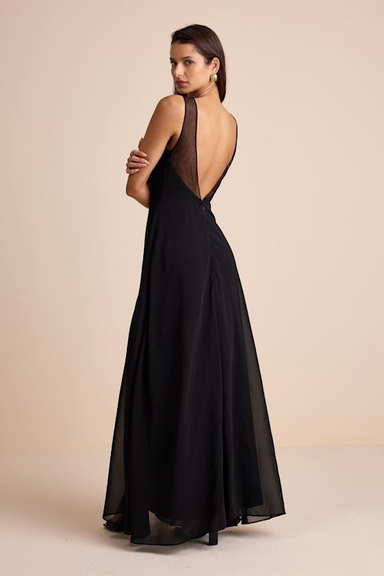 Simply Immaculate Black Backless Maxi Dress