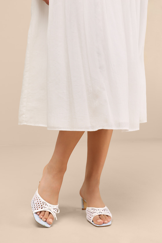 Winola Blue Gingham High Heel Slide Sandals