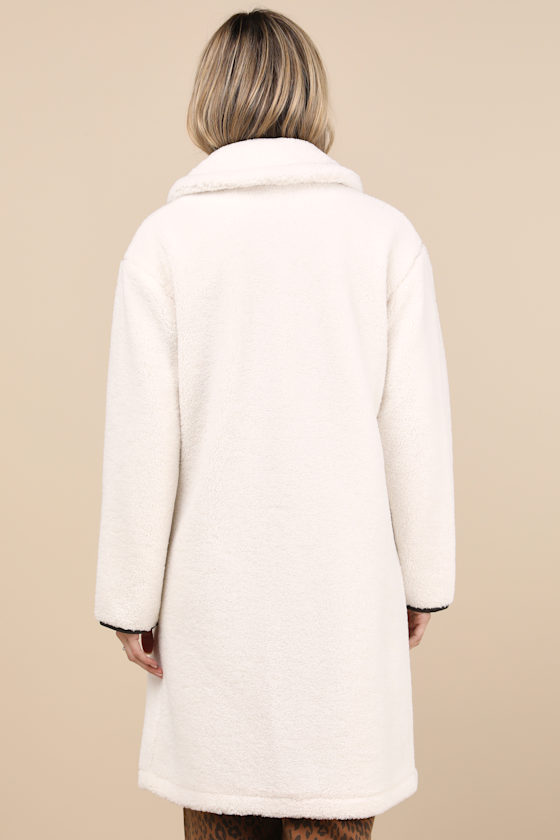 Berber Cream Shearling Collared Toggle Coat