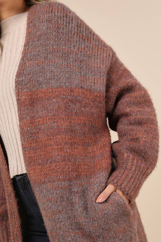 Frosty Day Fave Brown Marled Oversized Cardigan