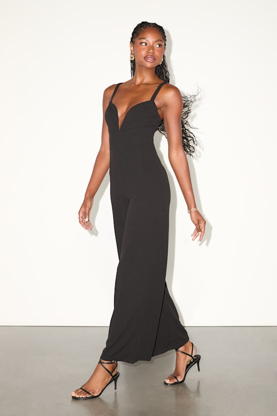 Brighton Black Plunge Wide-Leg Jumpsuit