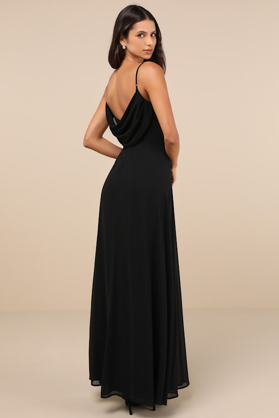 Notorious Poise Black Sleeveless Cowl Neck Maxi Dress
