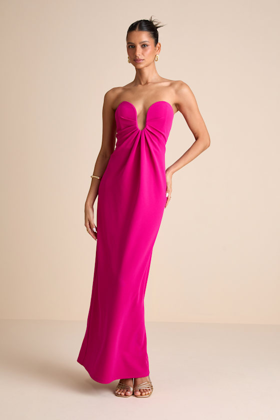 Thula Magenta Cutout U-Bar Column Maxi Dress