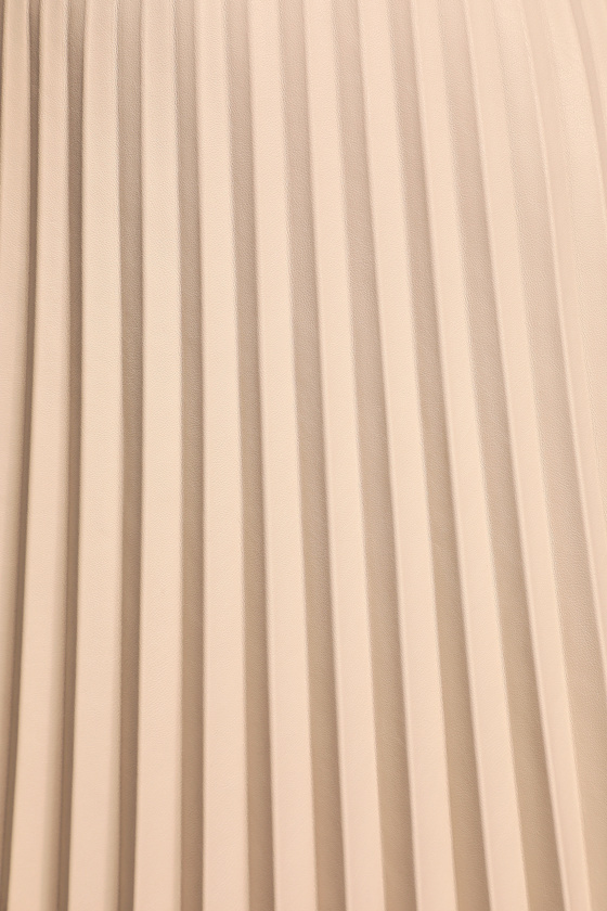 Better Luck Next Time Beige Vegan Leather Pleated Mini Skirt