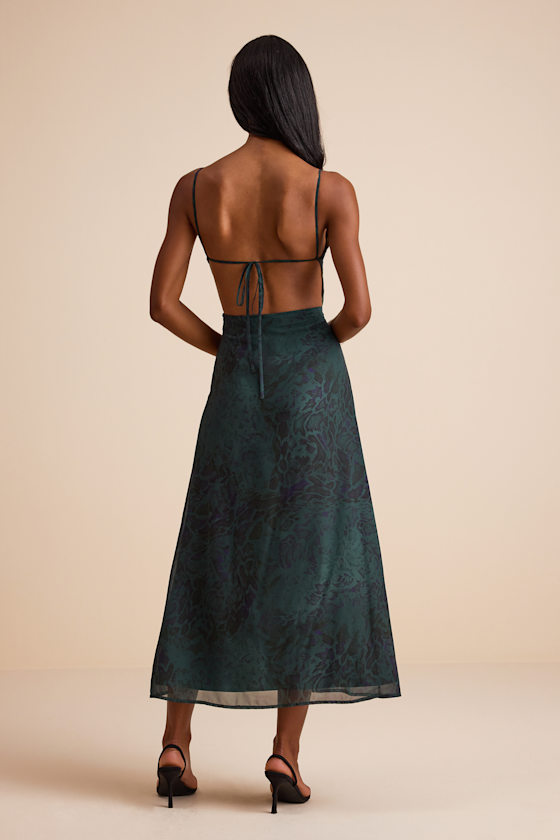 Mattison Emerald Snake Print Tie-Back Maxi Dress