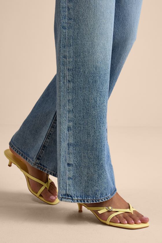 Noreen Celestial Yellow Thong Kitten Heel Sandals