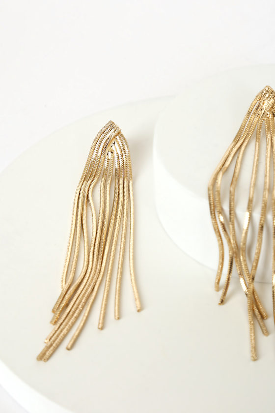 See Me Glowing Gold Fringe Drop Earrings