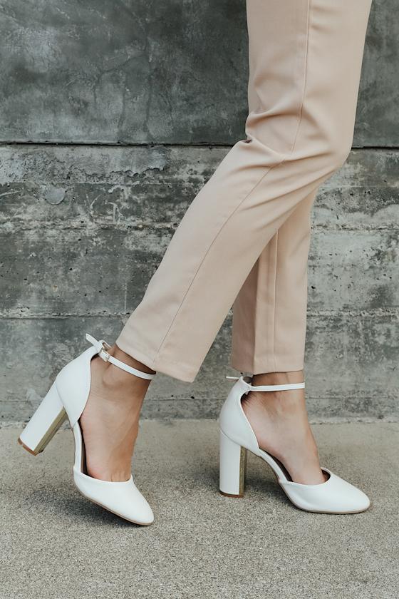 Laura Off White Ankle Strap Heels