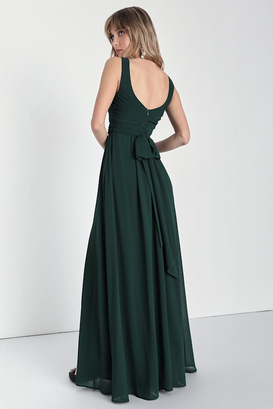 Sensational Moment Emerald Green Pleated Maxi Dress