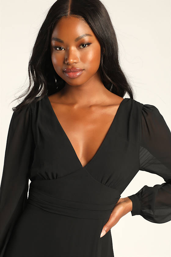 Love You So Black Long Sleeve Maxi Dress