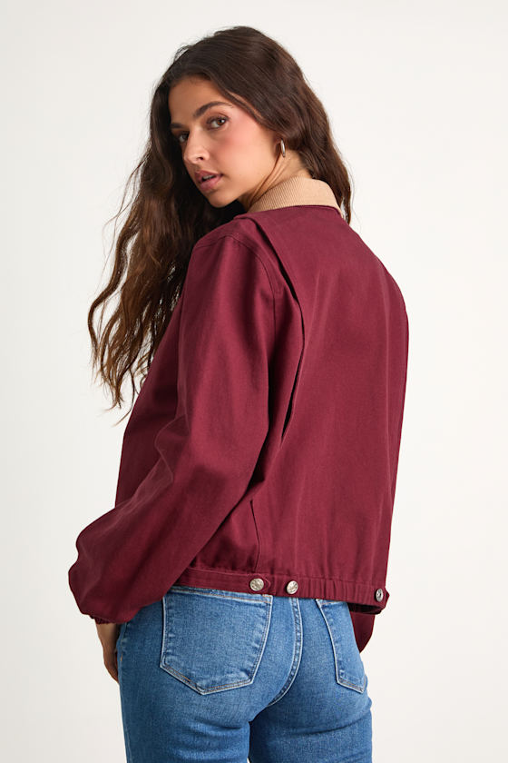 Haimi Burgundy Cotton Barn Jacket