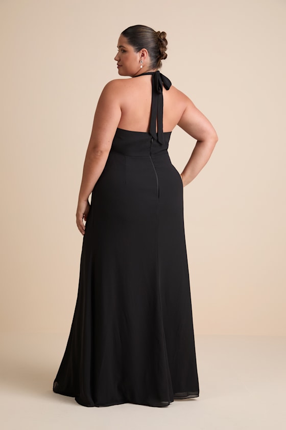 Captured Your Heart Black Halter Maxi Dress