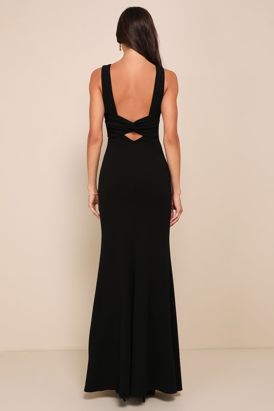Love In Your Eyes Black Knotted Mermaid Maxi Dress
