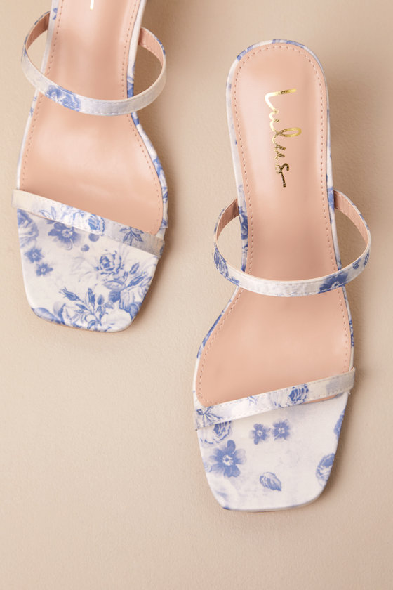 Tresa Baby Blue Floral Strappy High Heel Sandals