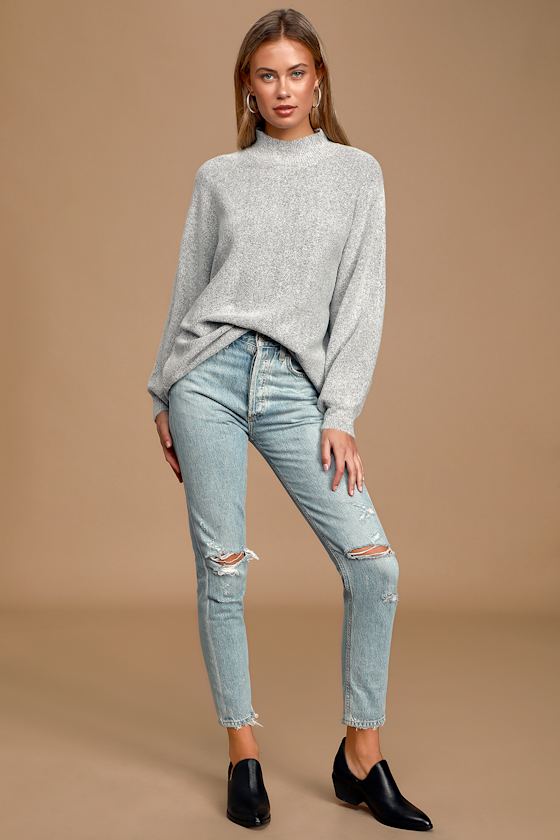 Cozy Perfection Grey Dolman Sleeve Sweater Top