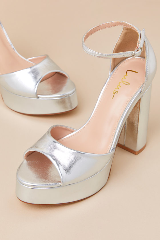 Orsola Silver Platform Ankle Strap Sandals