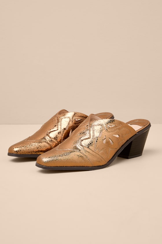 Armina Bronze Western Mule Pumps
