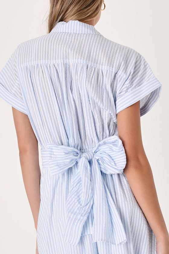 Adorable Impression White and Blue Midi Dress With Pockets