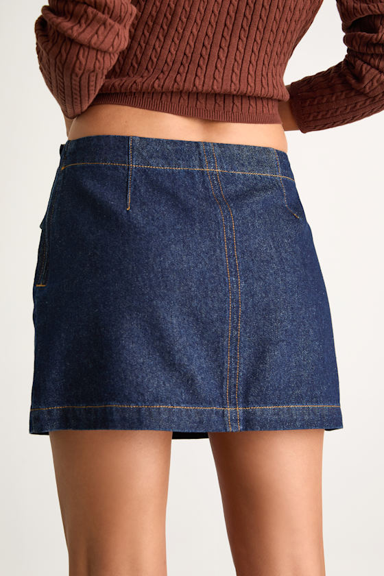 Kadia Dark Wash Denim Mid-Rise Mini Skirt