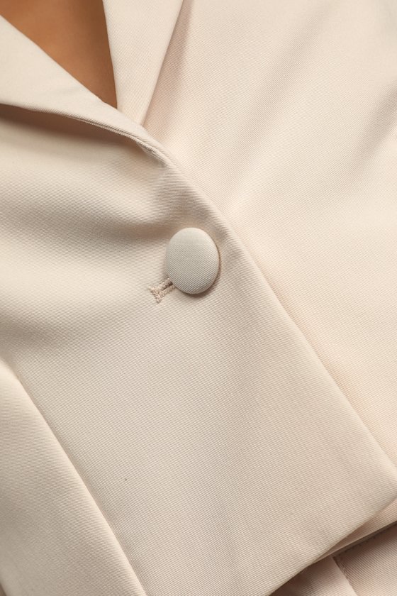 Posh Company Ivory Cropped Short Sleeve Blazer