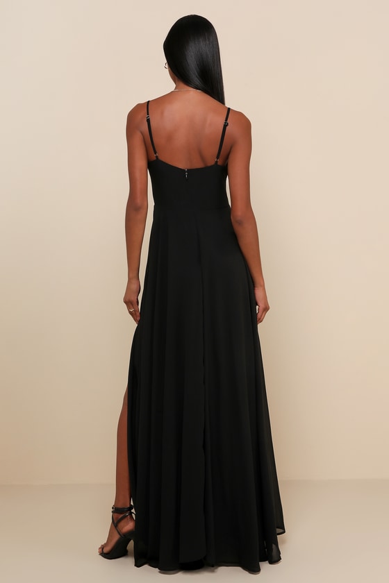 Cause for Commotion Black Pleated Bustier Maxi Dress