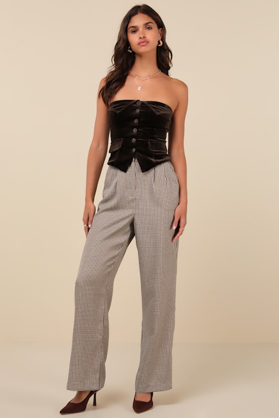 Charismatic Mood Dark Brown Velvet Vest Top