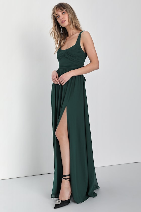 Sensational Moment Emerald Green Pleated Maxi Dress