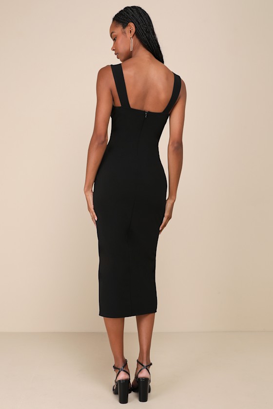 Always Beautiful Black Sleeveless Tulip Midi Dress